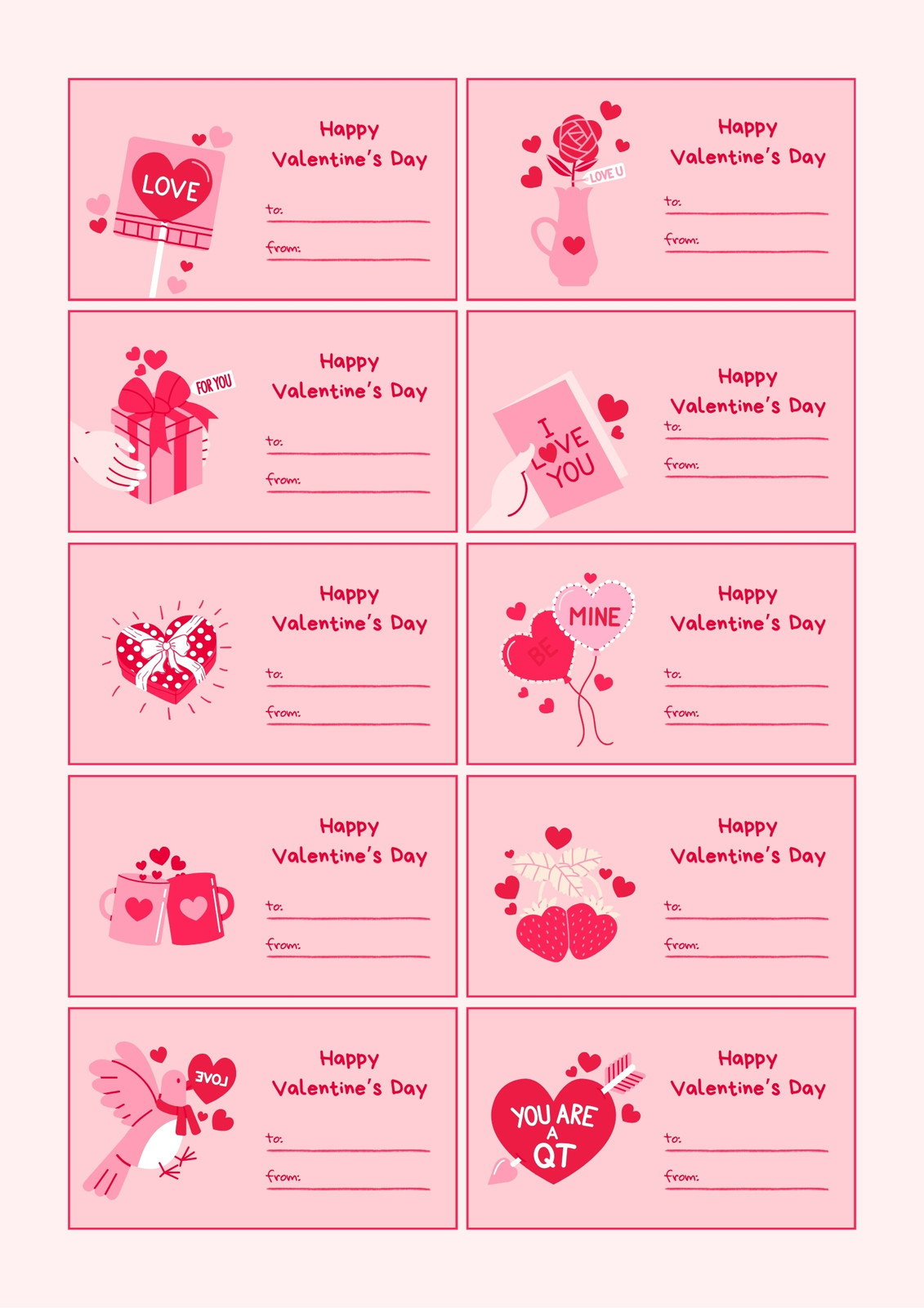 Free Custom Printable Valentines Day Tag Templates | Canva intended for Free Printable Teacher Valentine Tags