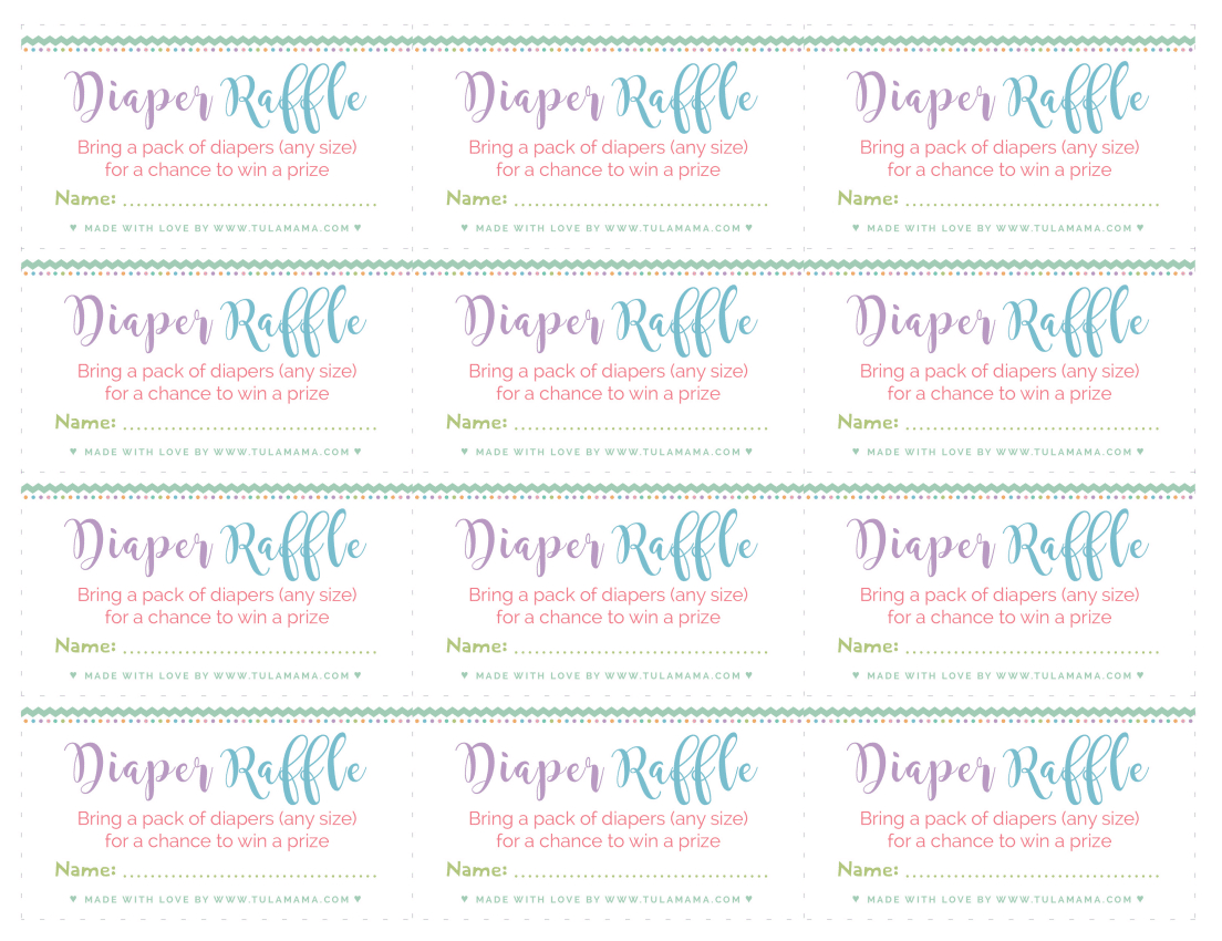 Free, Easy To Print Diaper Raffle Tickets - Tulamama with Diaper Raffle Tickets Free Printable