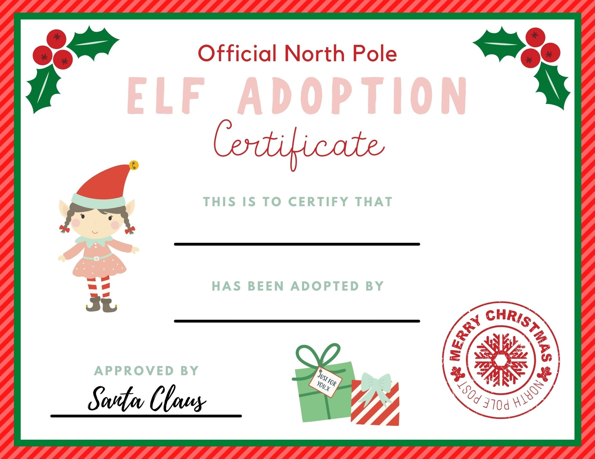 Free Elf Adoption Certificate For Your Elf On The Shelf - Make with Elf on the Shelf Adoption Certificate Printable Free