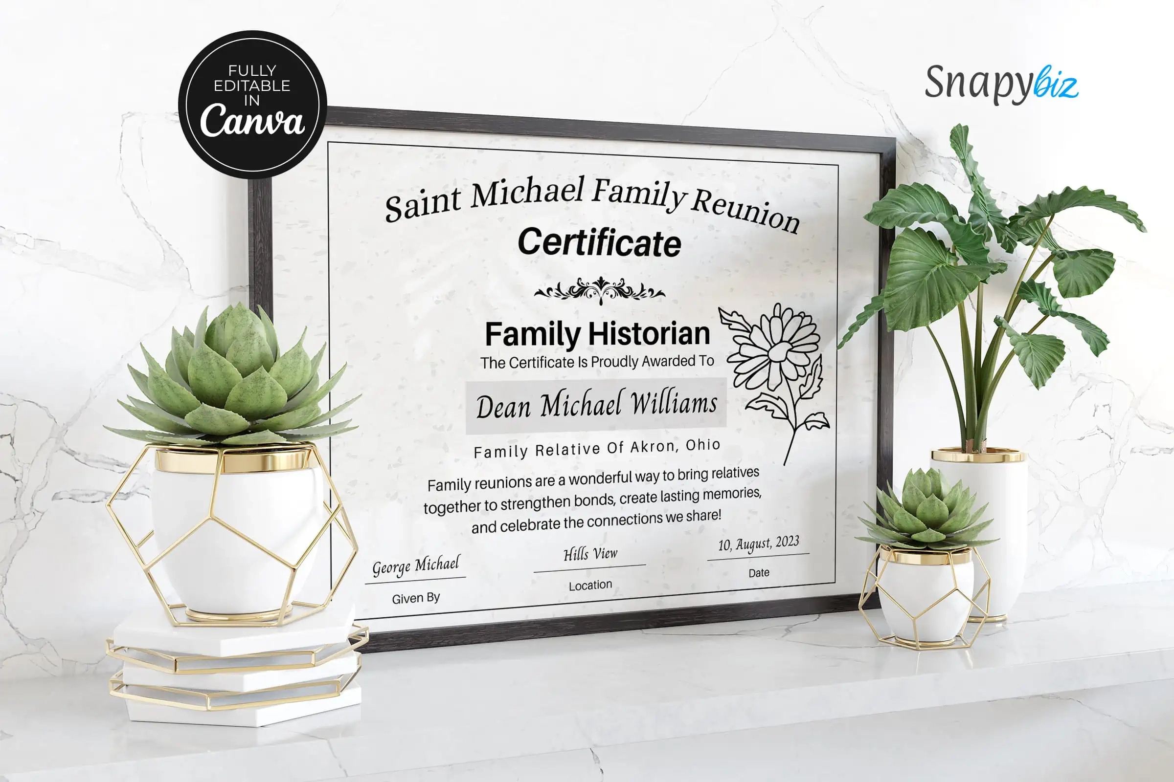Free Family Reunion Awards Canva Certificate | Snapybiz pertaining to Family Reunion Certificates Free Printable
