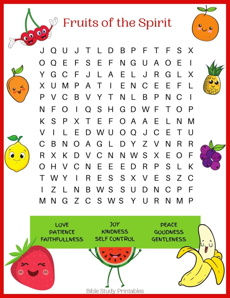 Free Fruit Of The Spirit Printables for Printable Fruits of the Holy Spirit Worksheet
