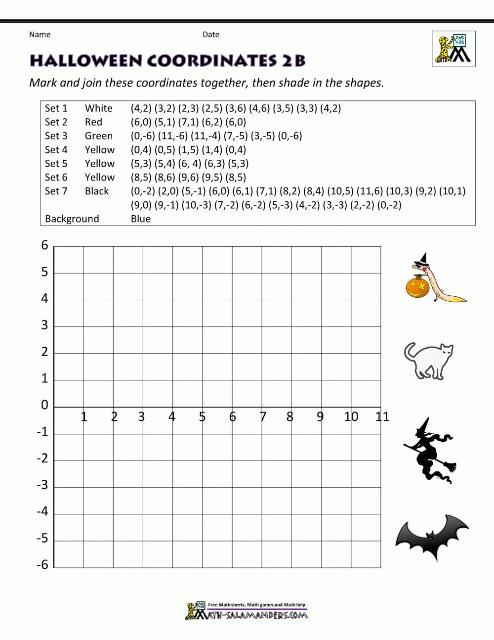 Free Halloween Math Worksheets intended for Free Printable Coordinate Graphing Pictures Worksheets Halloween
