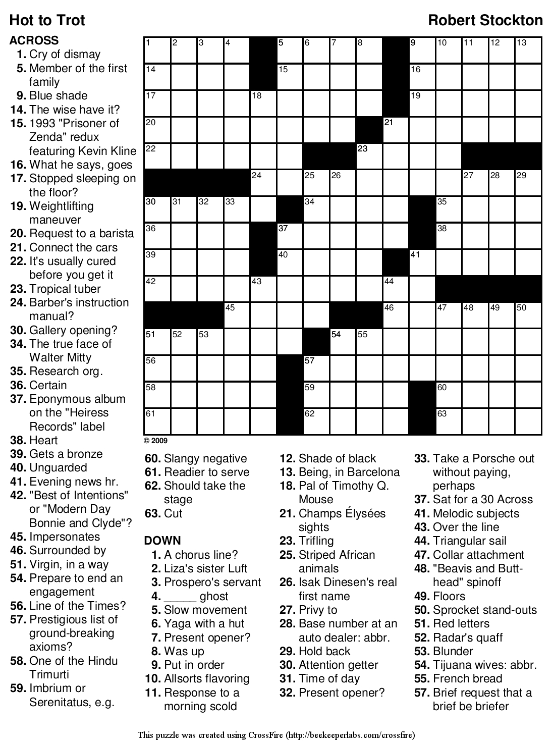 Free Hard &amp;amp; Easy Crossword Puzzle #90: &amp;quot;Hot To Trot&amp;quot; | Beekeeper pertaining to Difficult Hard Crossword Puzzles Printable