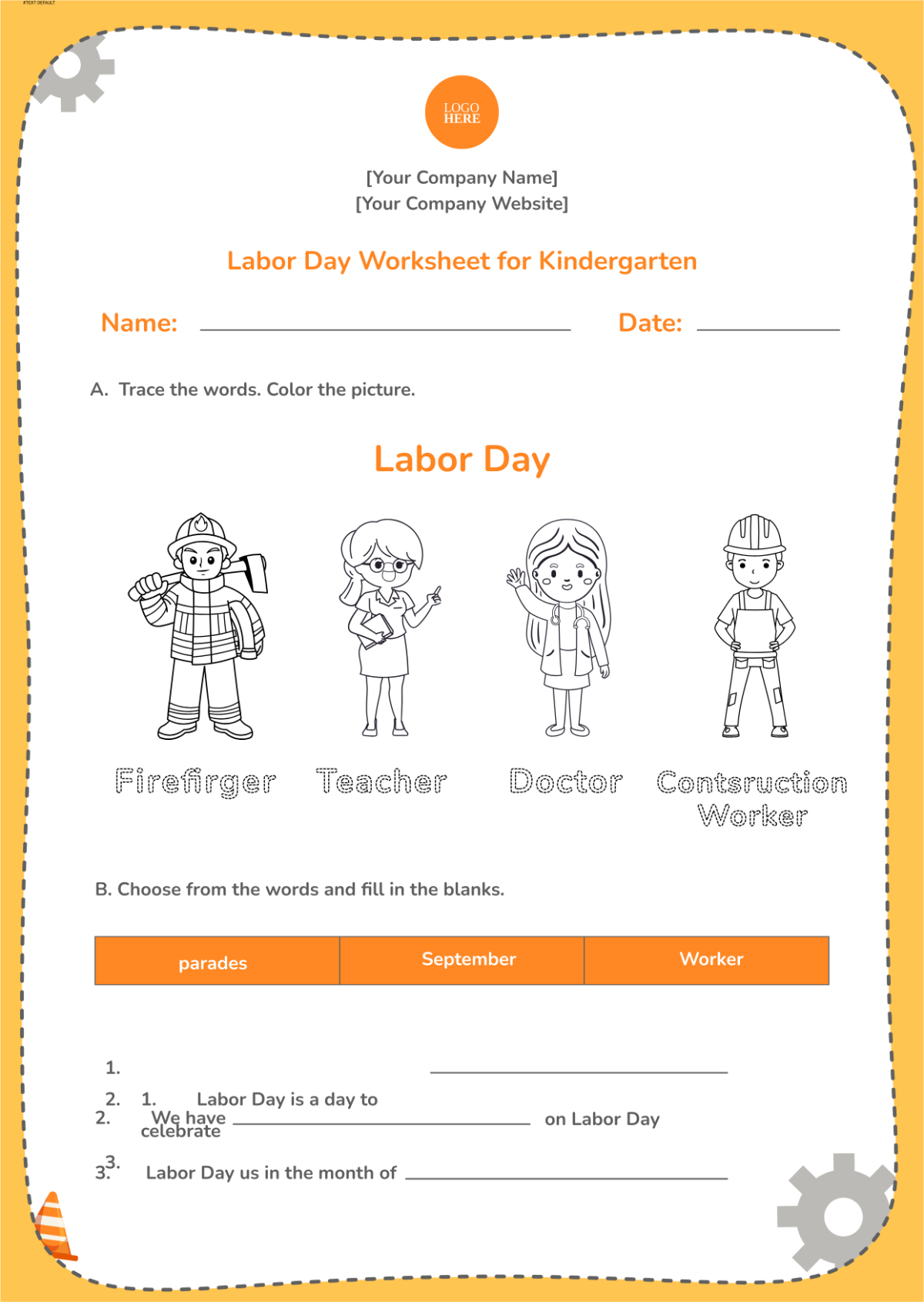 Free Labor Day Worksheet For Kindergarten Template To Edit Online in Free Printable Labor Day Worksheets For Kindergarten