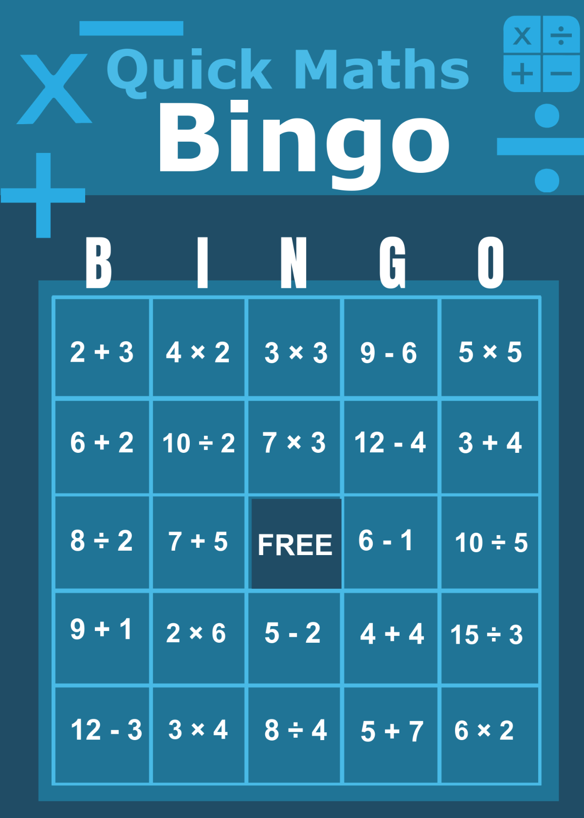 Free Math Bingo Template To Edit Online with Math Bingo Card Maker