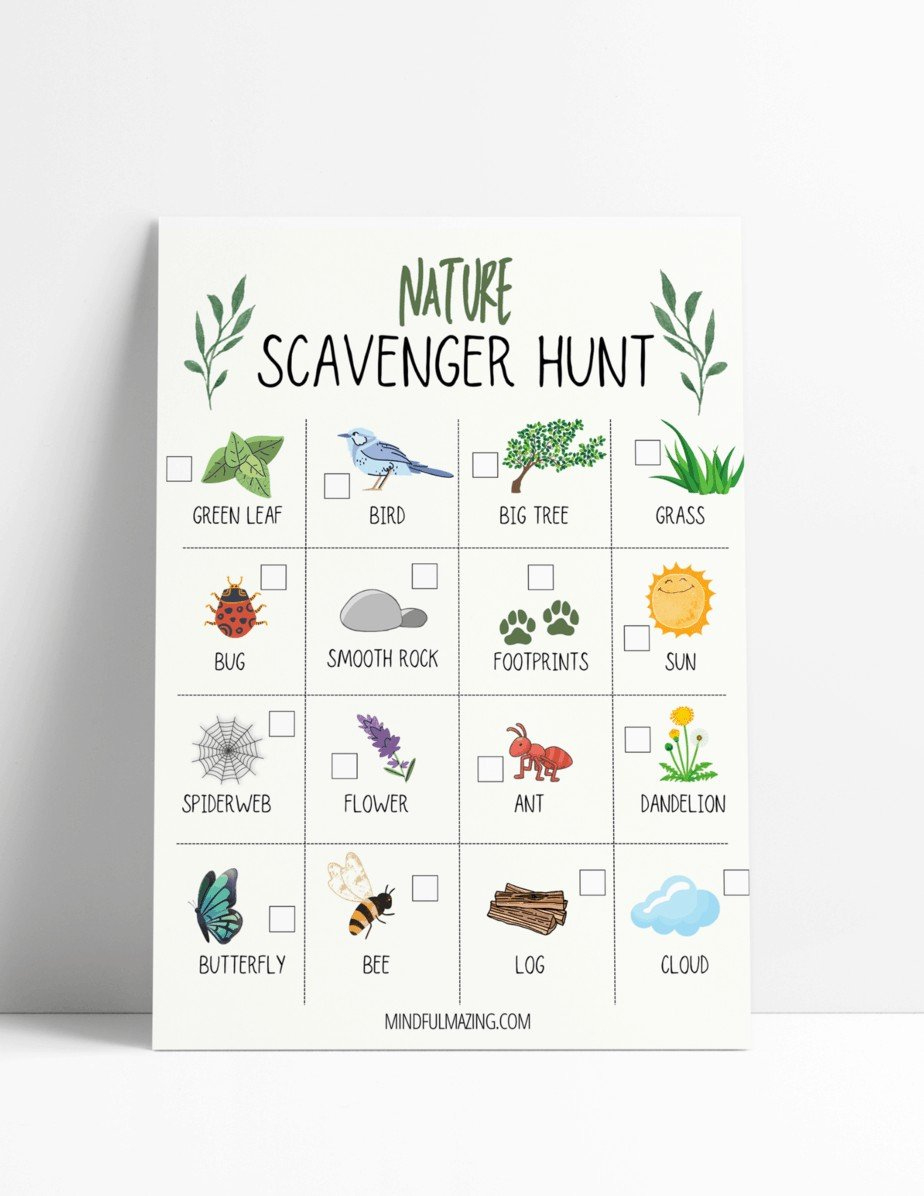 Free Nature Scavenger Hunt For Kids • Mindfulmazing inside Free Nature Scavenger Hunt Printable