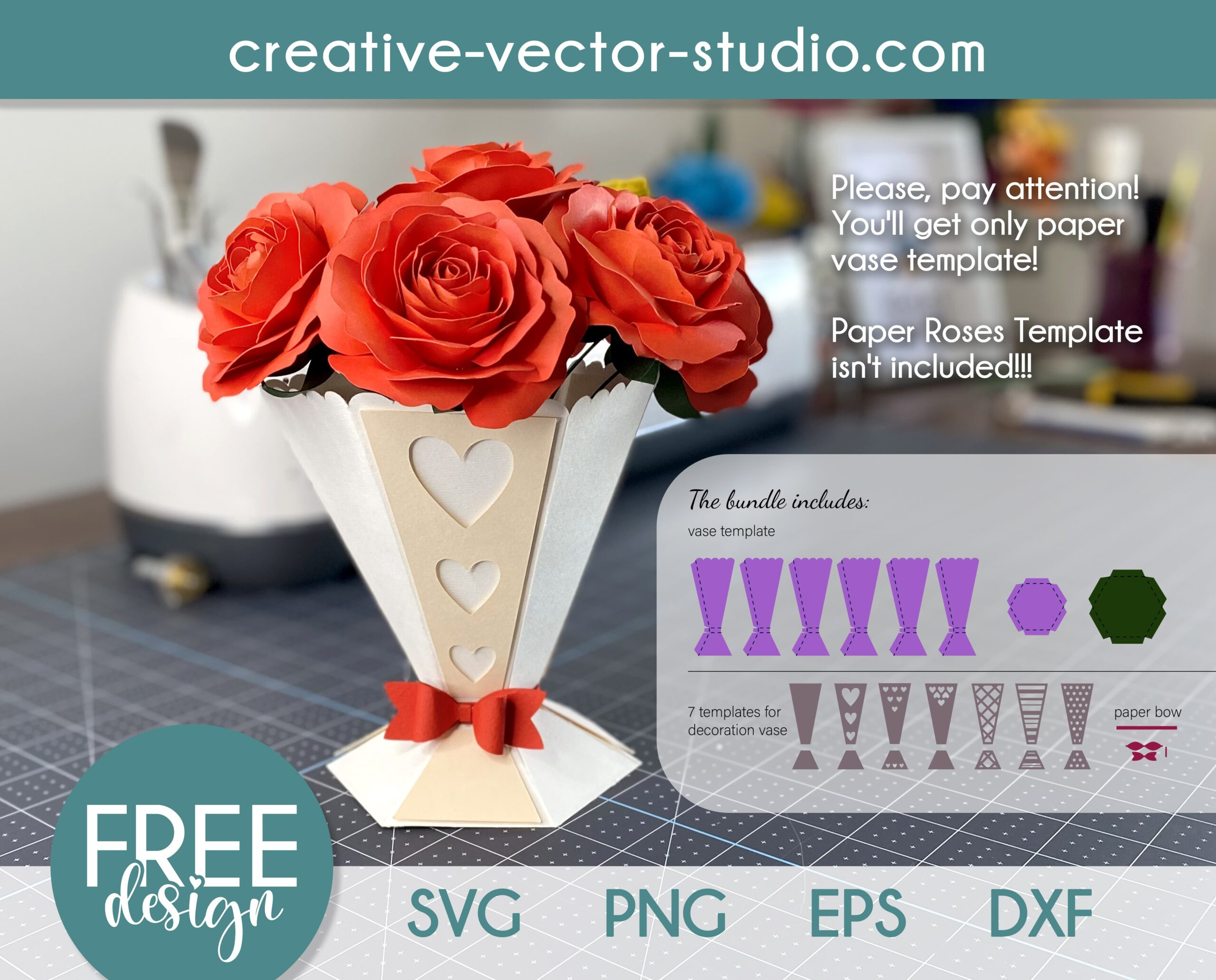 Free Paper Vase Svg Template | Creative Vector Studio with regard to Free Printable Flower Vase Template
