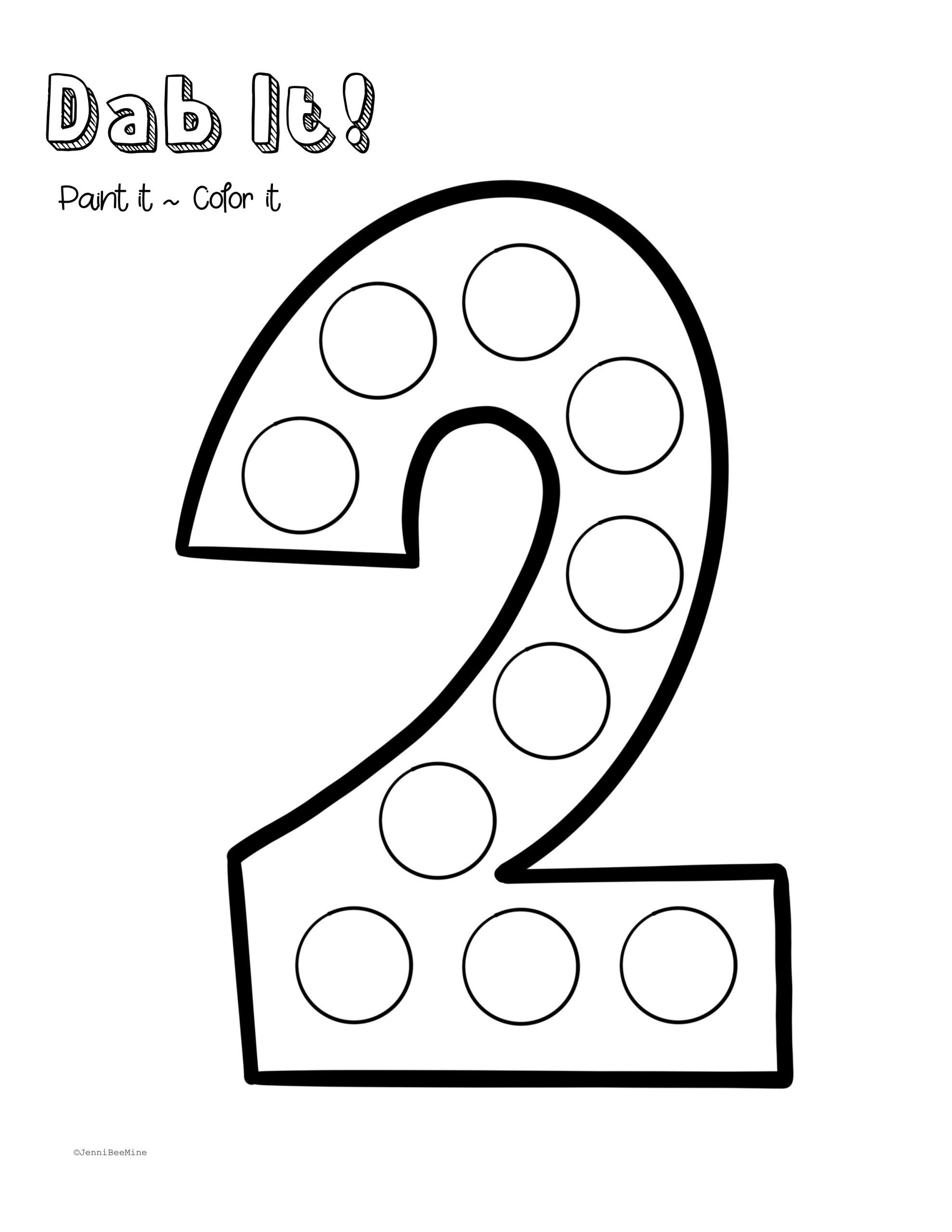 Free Preschool Printables – Number 2 - Jennibeemine throughout Number Two Worksheet Printable