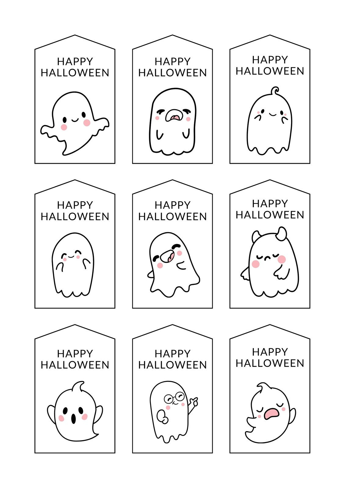 Free Printable And Customizable Halloween Tag Templates | Canva in Free Printable Halloween Tags Black and White