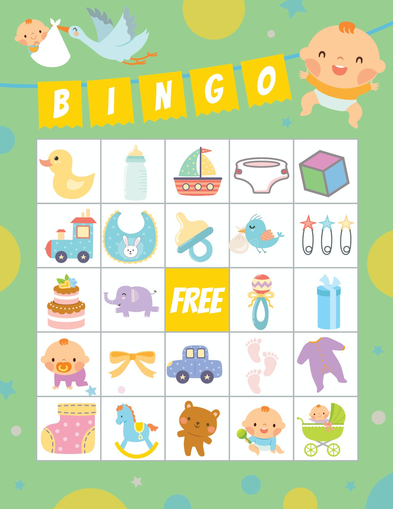 Free Printable Baby Shower Bingo (40 Cards) - Play Party Plan intended for Free Baby Bingo Cards