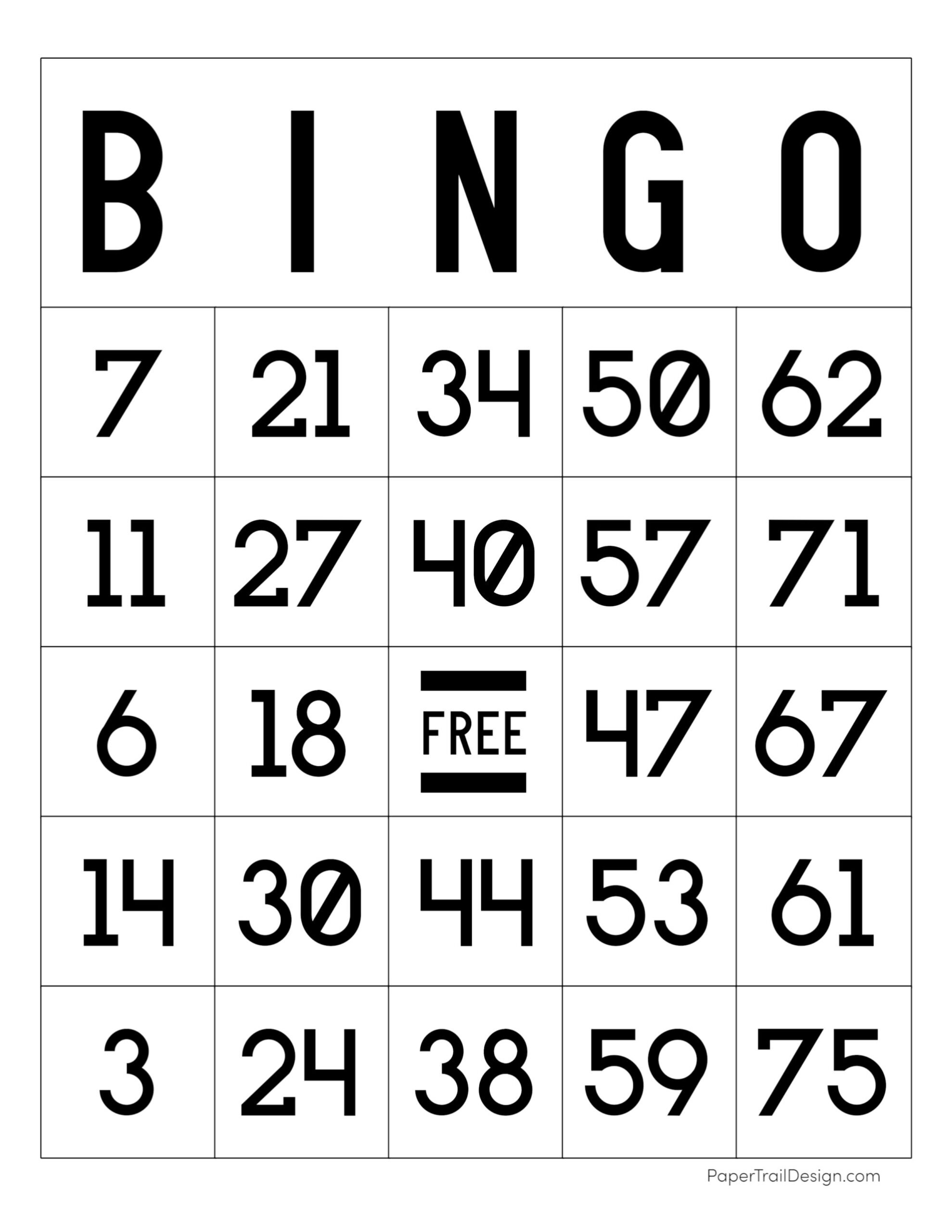 Free Printable Bingo Cards - Paper Trail Design for Free Bingo Card Printouts