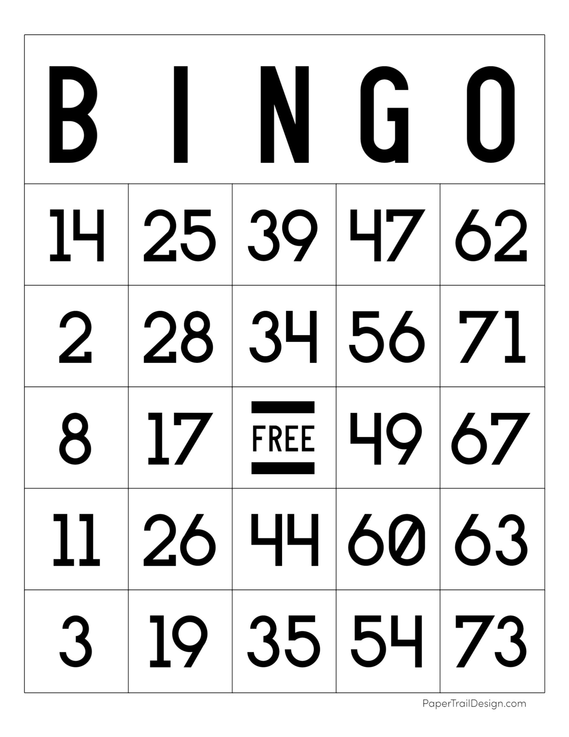 Free Printable Bingo Cards - Paper Trail Design with regard to Bingo Cards To Printable Free