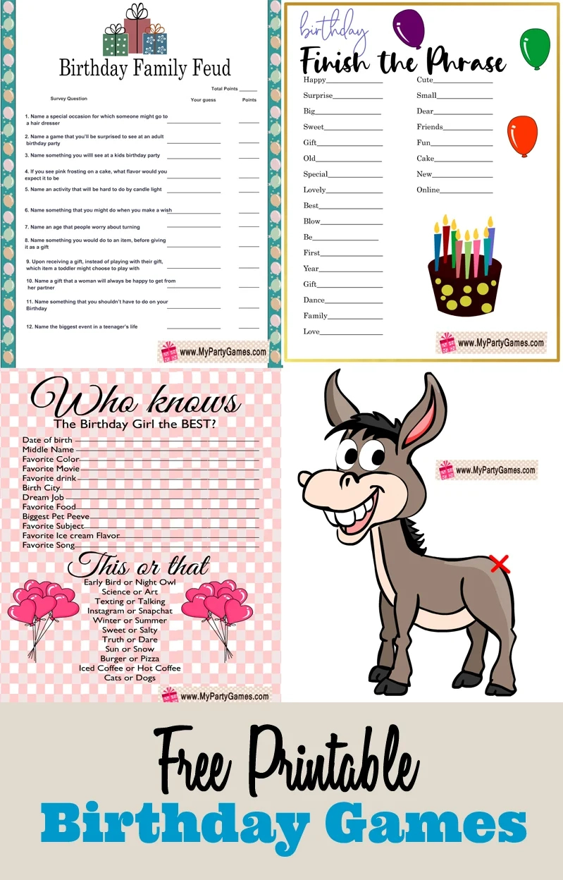 Free Printable Birthday Party Games in Free Printable Games For 80th Birthday Party