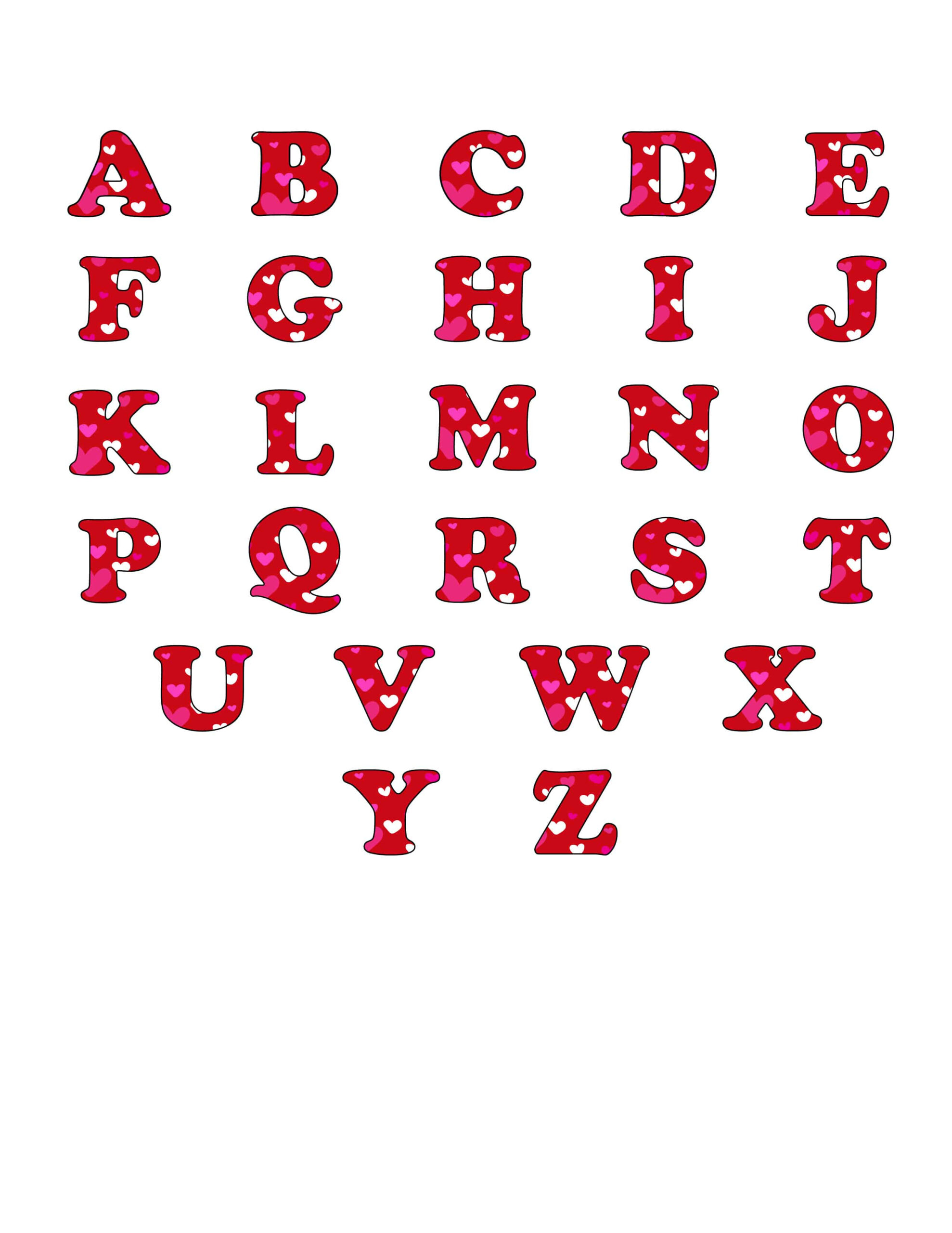 Free Printable Bubble Letters: Colorful Valentine Alphabet pertaining to Printable Valentine Alphabet Letters