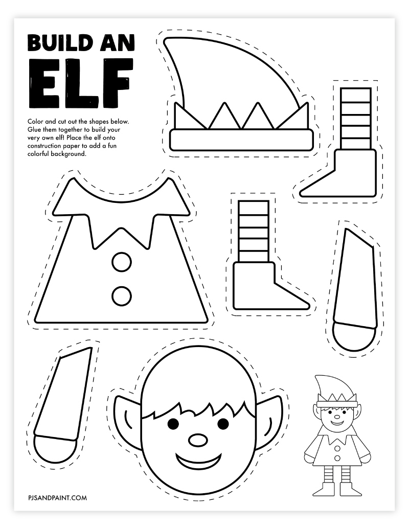 Free Printable Build An Elf Craft - Pjs And Paint pertaining to Free Elf Printable Template