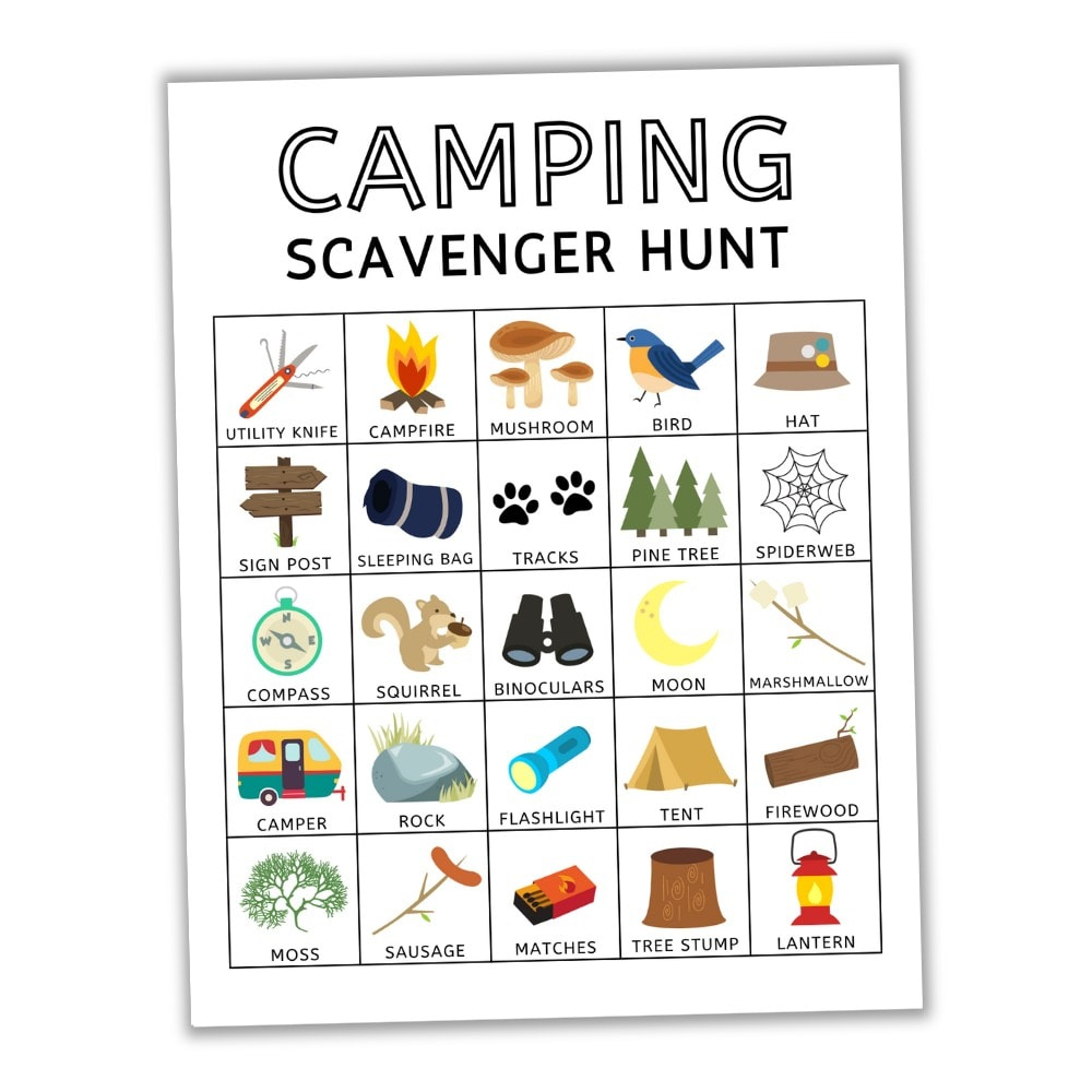 Free Printable Camping Scavenger Hunt For Kids - The Craft-At-Home for Free Printable Scavenger Hunt Camping