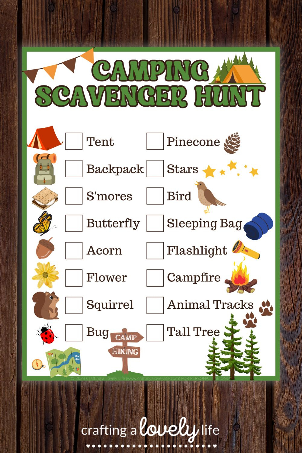 Free Printable Camping Scavenger Hunt inside Free Printable Scavenger Hunt Camping