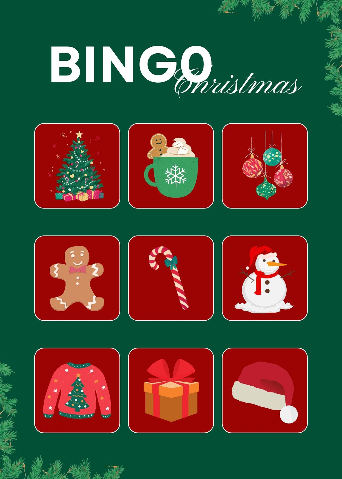 Free Printable Christmas Bingo Card Templates | Canva within Free Xmas Bingo Cards