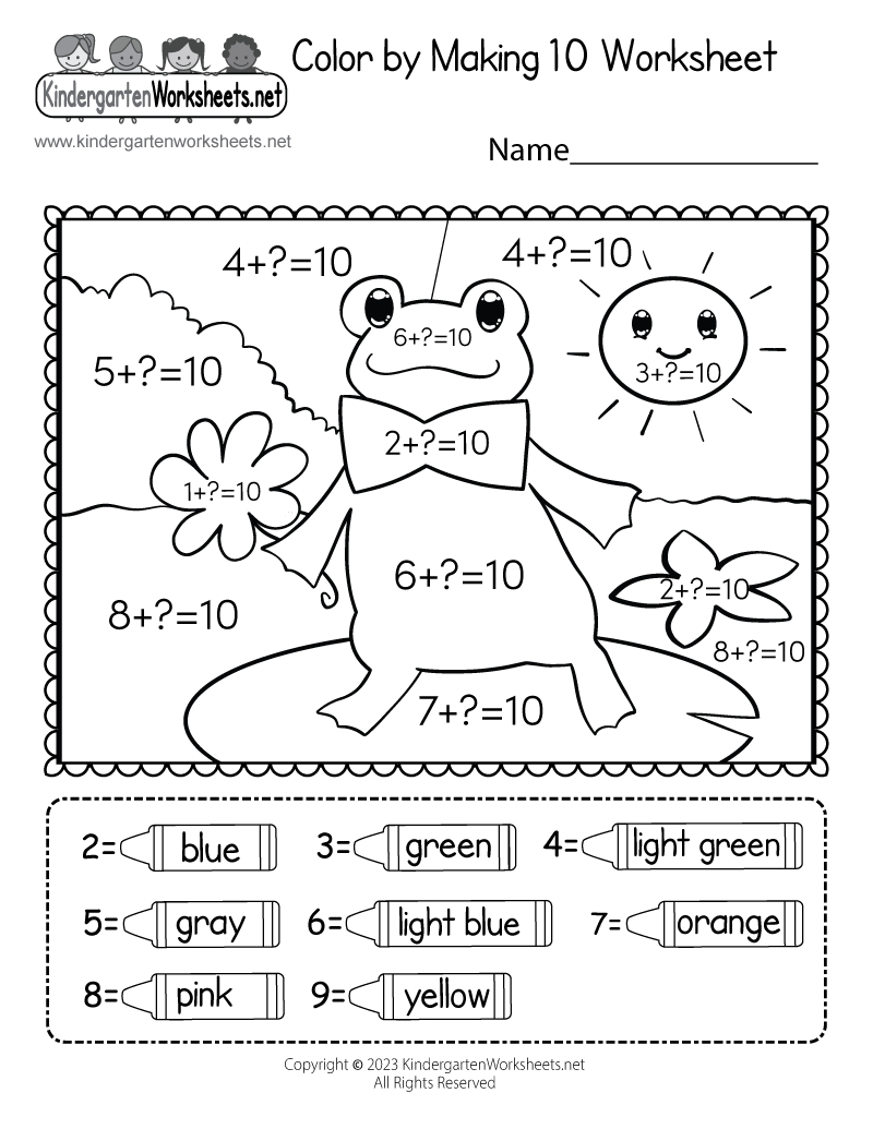 Free Printable Colormaking 10 Worksheet intended for Printable Color By Making 10 Worksheet