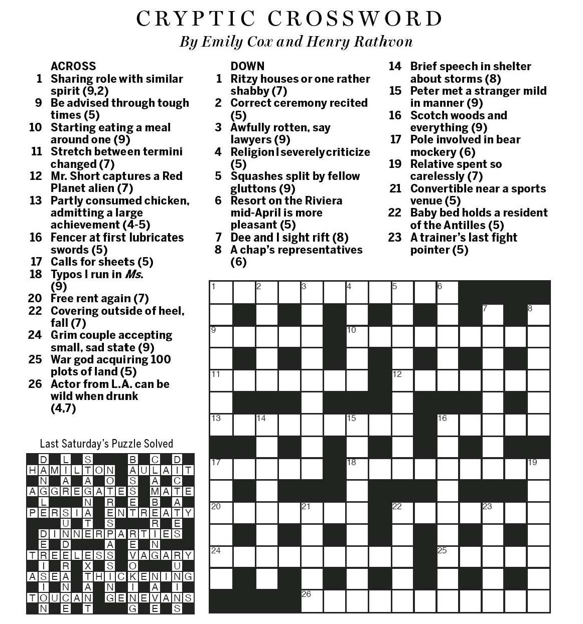 Free Printable Cryptic Crosswords - Printable Party Favors throughout Free Cryptic Crosswords Printable