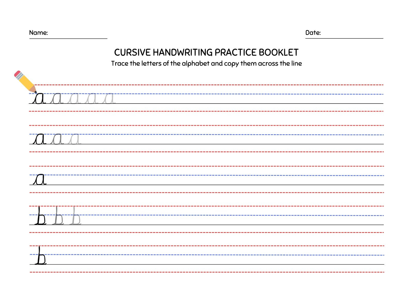 Free Printable Cursive Writing Worksheet Templates | Canva in Cursive Writing Worksheets Free Printable