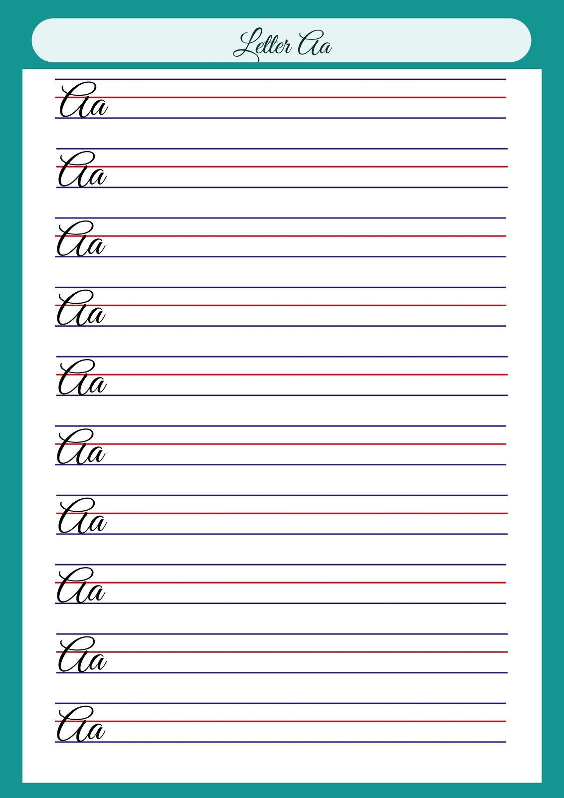 Free Printable Cursive Writing Worksheet Templates | Canva in Cursive Writing Worksheets Free Printable