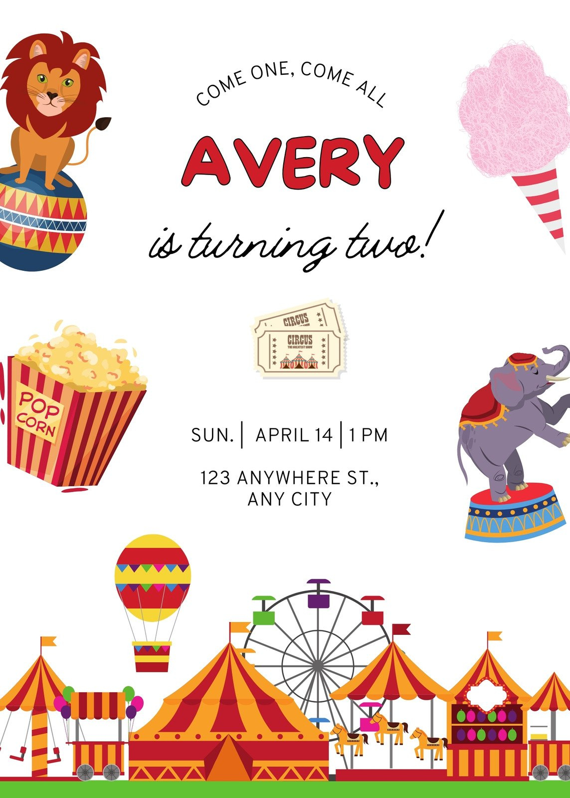 Free Printable, Customizable Circus Invitation Templates | Canva regarding Free Printable Circus Invitation Templates