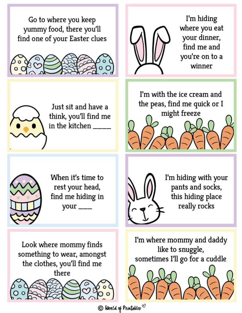 Free Printable Easter Egg Hunt Clues - World Of Printables within Free Printable Easter Egg Hunt Signs