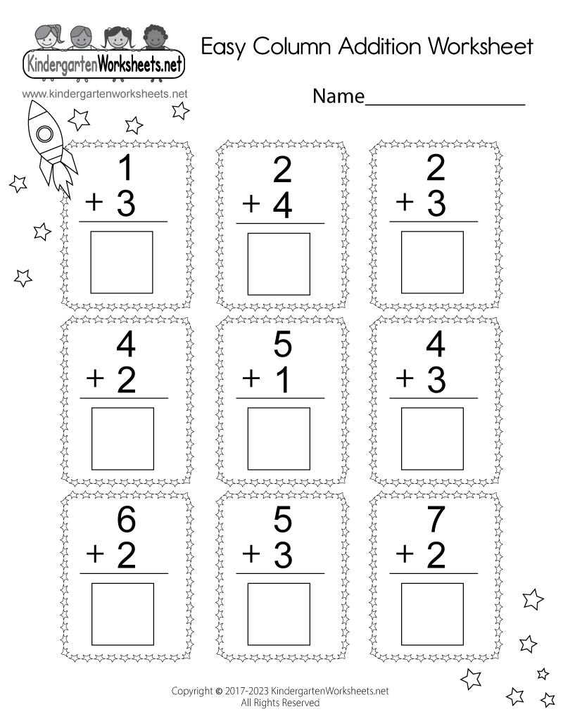 Free Printable Easy Column Addition Worksheet inside Column Addition Worksheet Printable