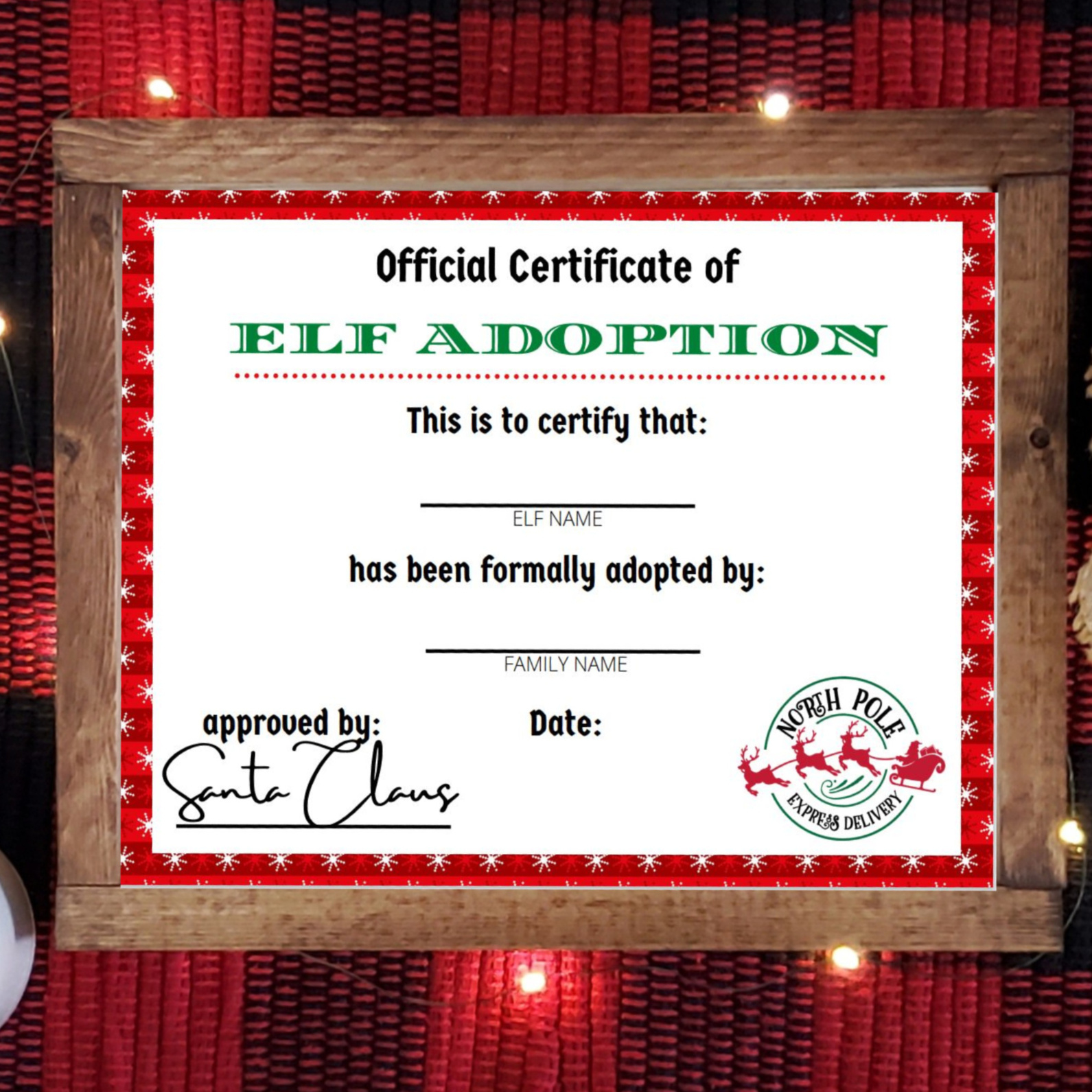 Free Printable Elf Adoption Certificate - Sweet Pea in Elf On The Shelf Adoption Certificate Printable Free