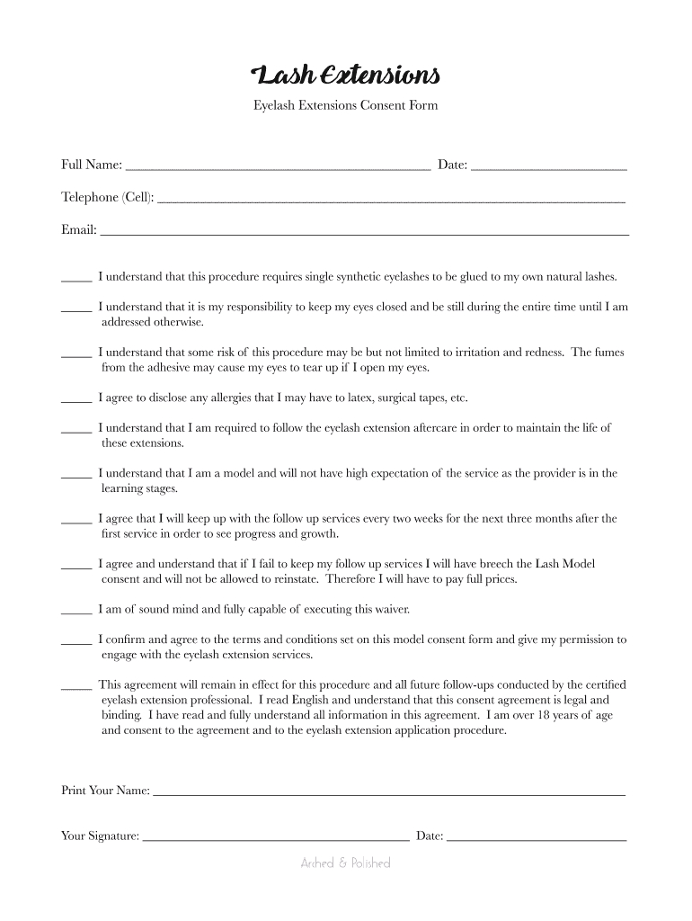 Free Printable Eyelash Extension Consent Form: Fill Out &amp;amp; Sign inside Free Printable Eyelash Extension Waiver Form