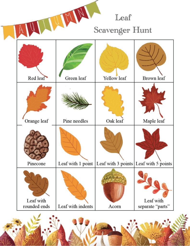 Free Printable Fall Scavenger Hunts: 7 Options with regard to Free Fall Scavenger Hunt Printable