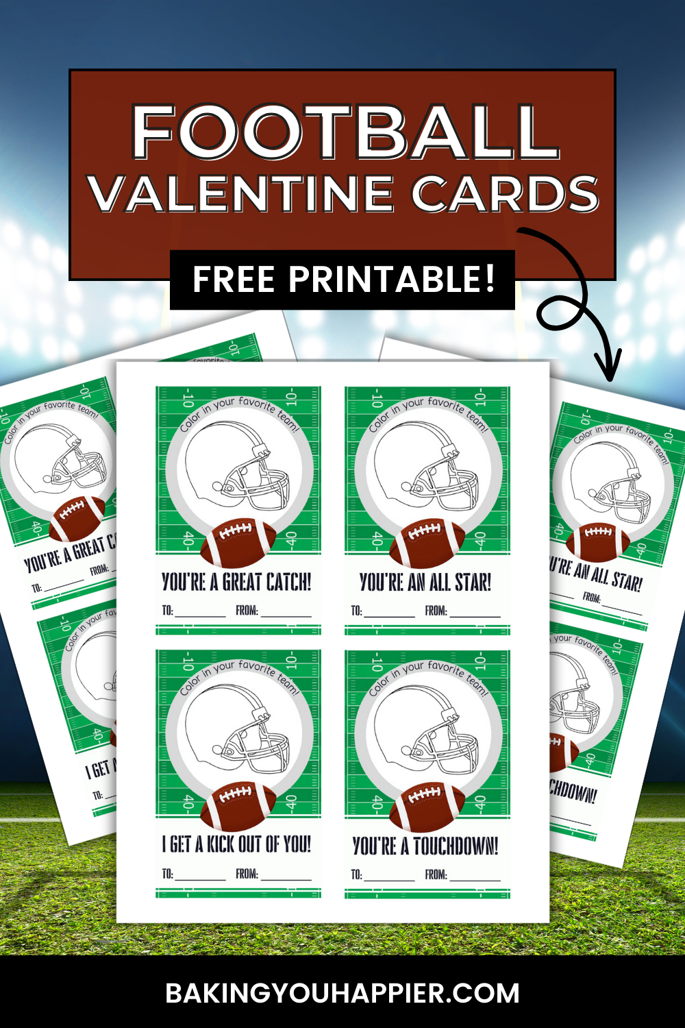 Free Printable Football Valentine Cards | Baking You Happier throughout Free Football Valentine Printable