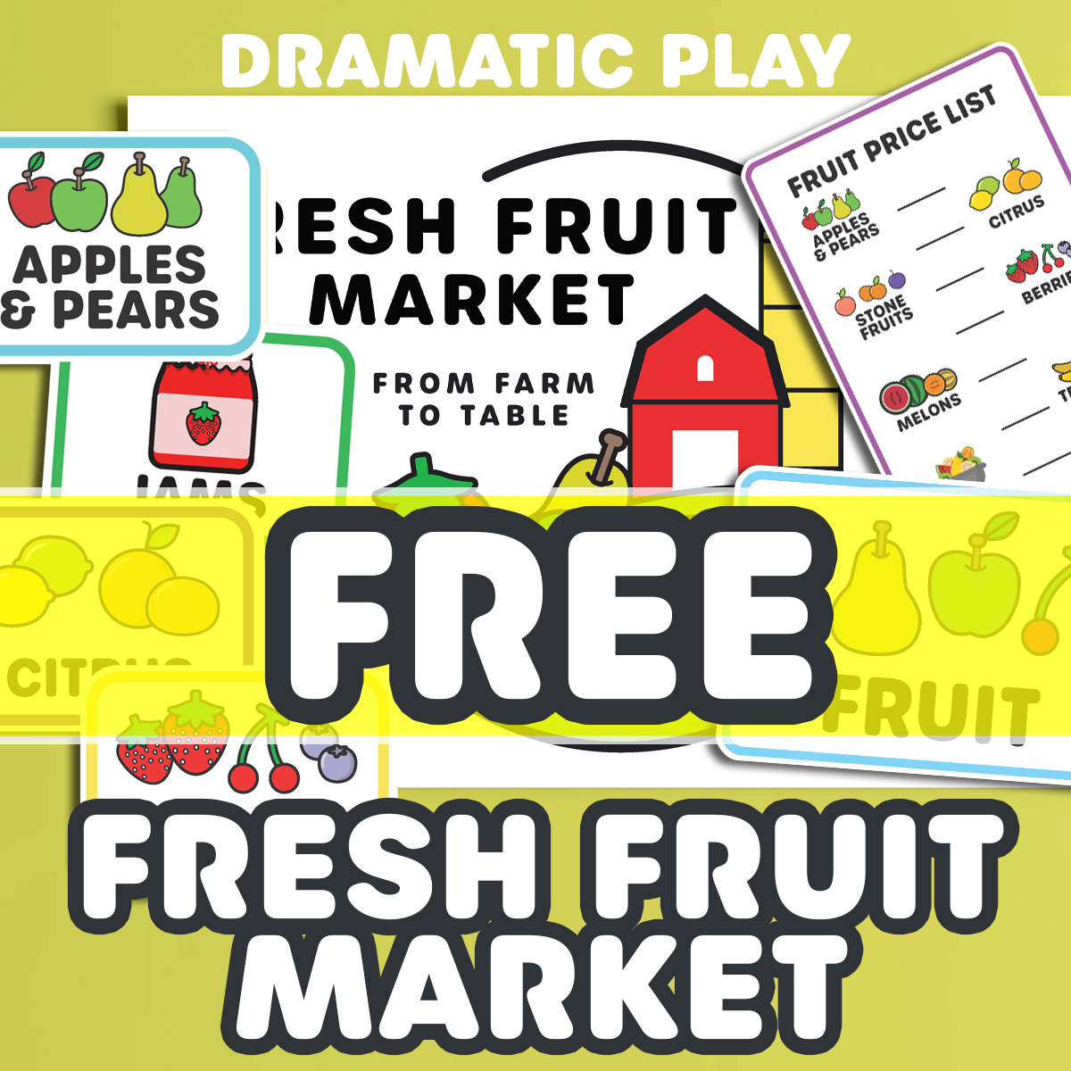 Free Printable Fresh Fruit Market (Farmers Market Sampler regarding Farmers Market Dramatic Play Free Printables