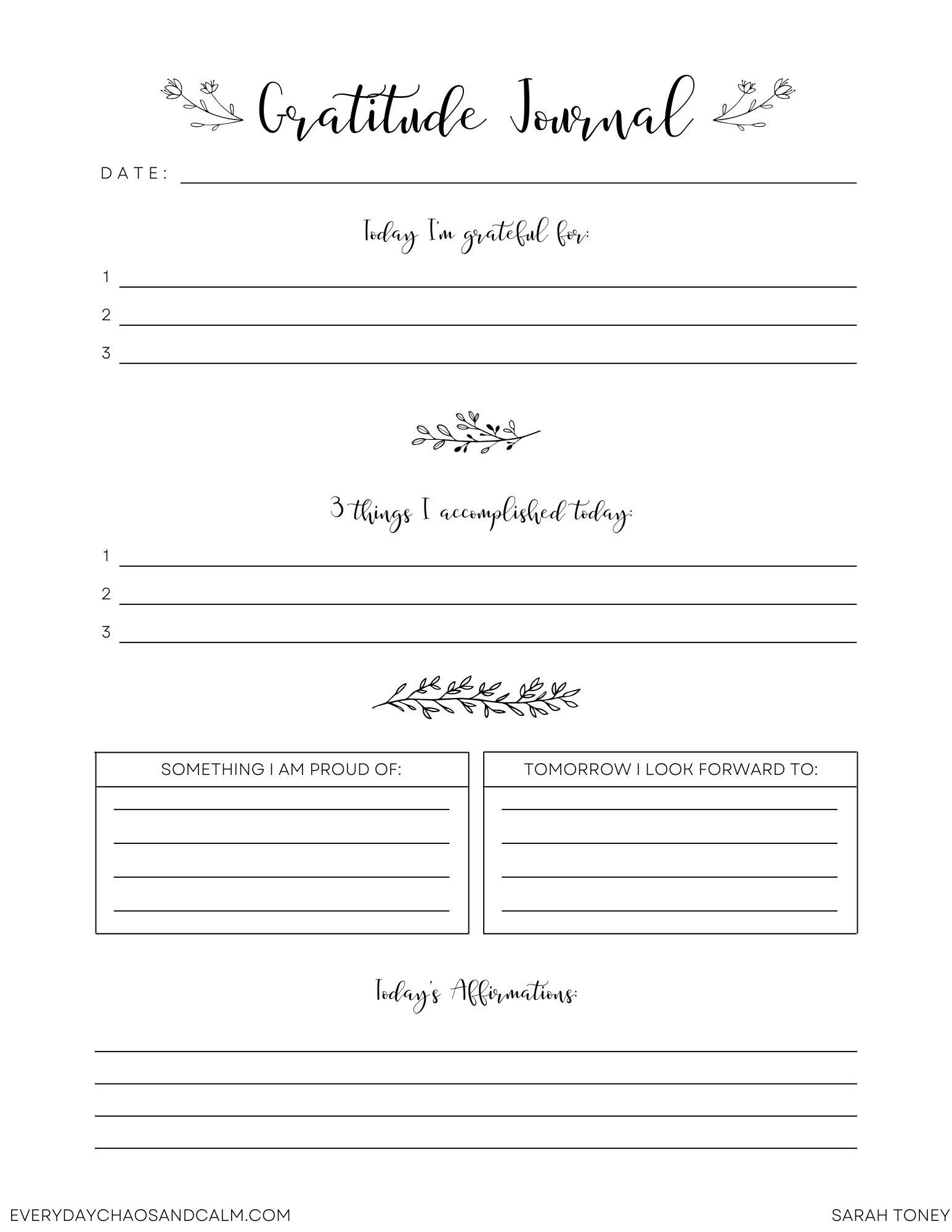 Free Printable Gratitude Journal For Improved Happiness regarding Gratitude Journal Free Printables