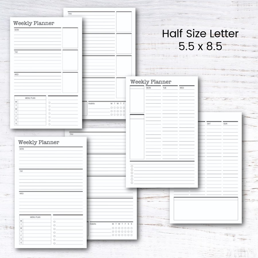 Free Printable Half-Size Weekly Planner — Krafty Planner inside Free Half Letter Planner Printables