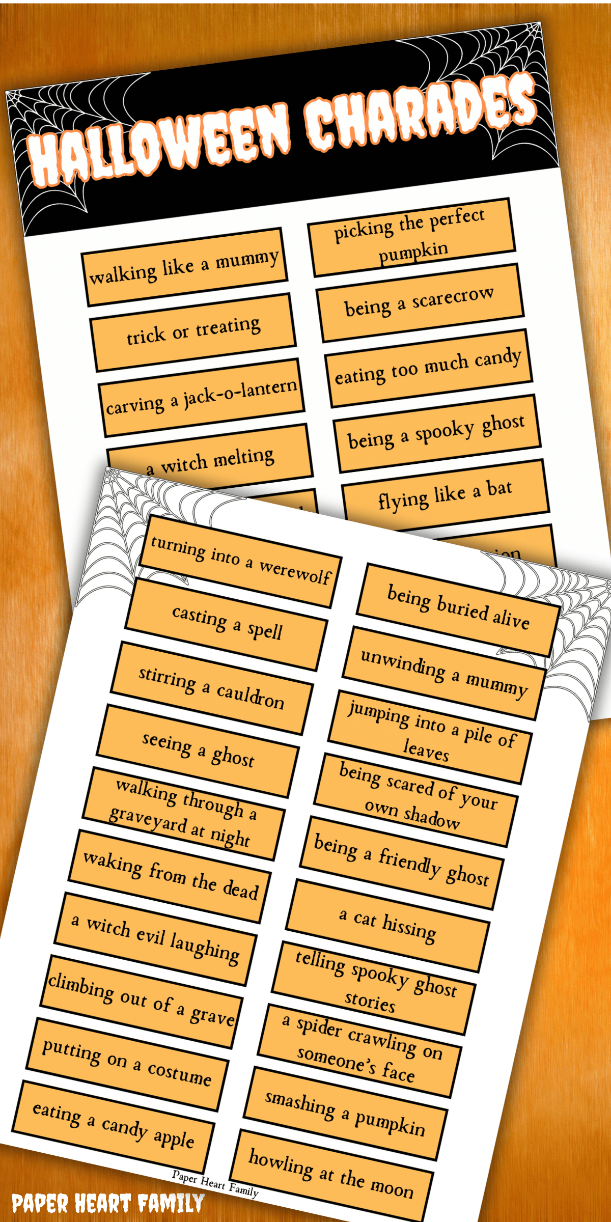 Free Printable Halloween Charades Game For All Ages intended for Free Printable Halloween Charades