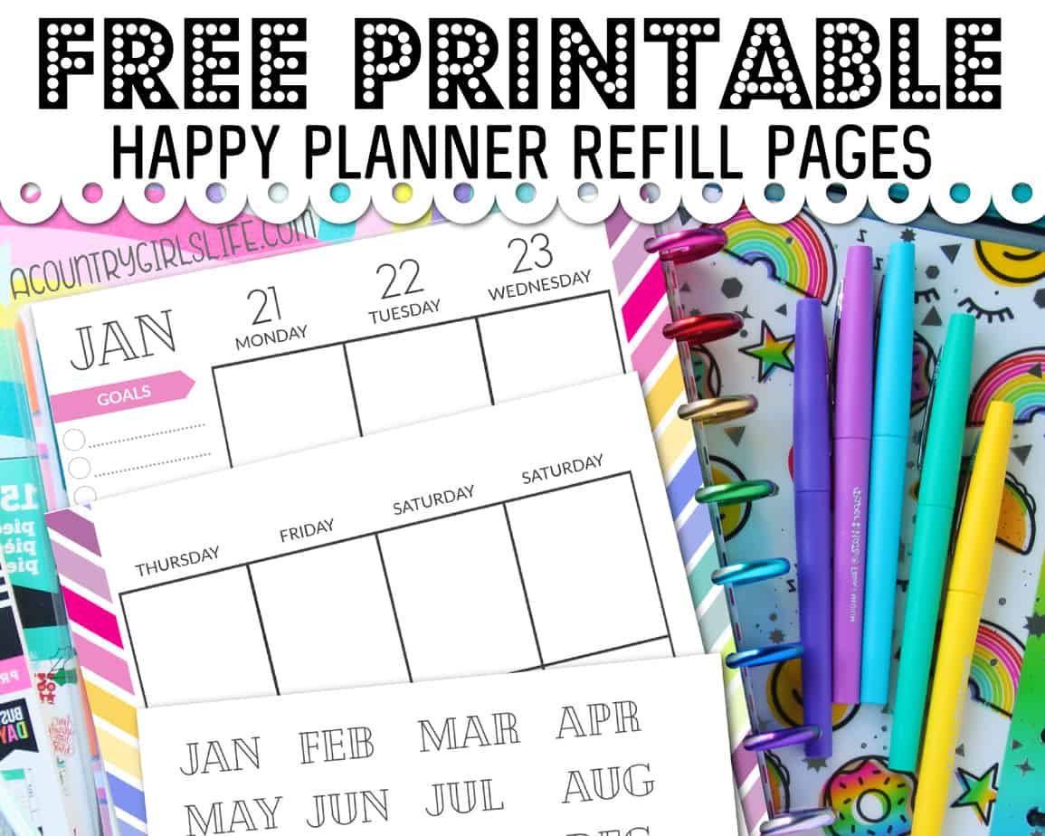 Free Printable Happy Planner Refill Pages {Classic Sized} - A in Happy Planner Mini Free Printables
