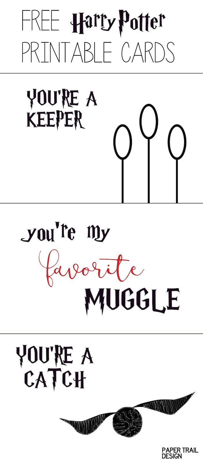 Free Printable: Harry Potter Cards - Paper Trail Design in Harry Potter Birthday Card Printable Free