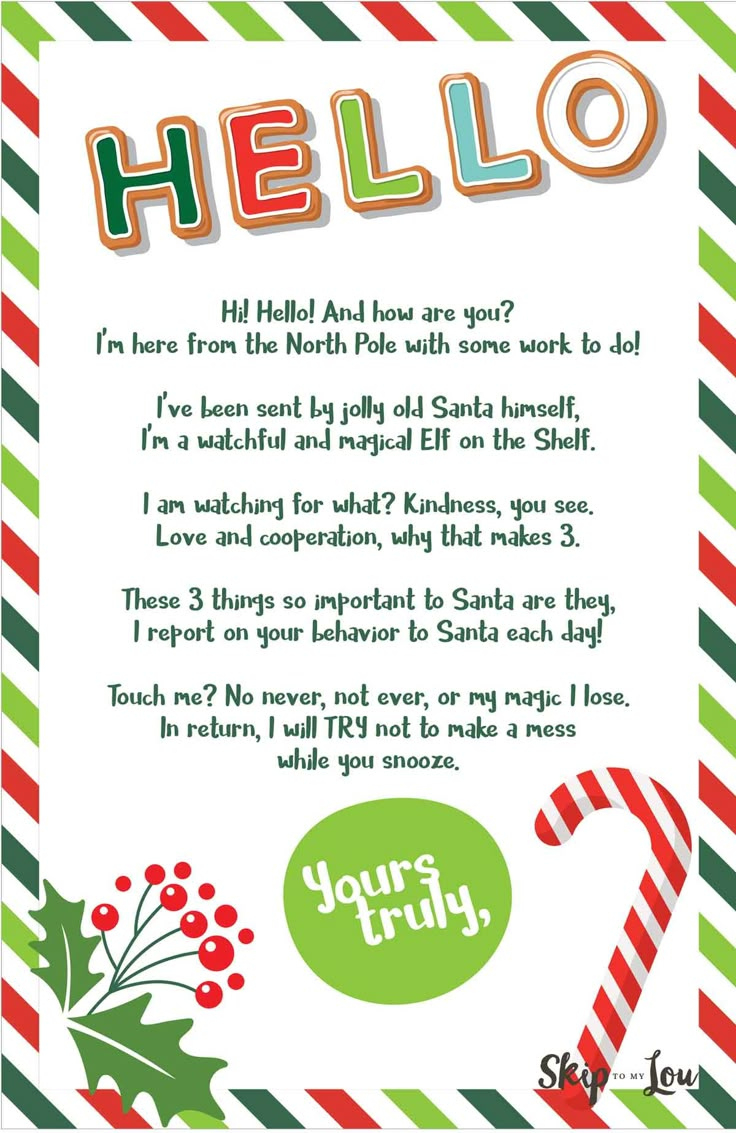 Free Printable Hello And Goodbye Elf Letters | Skip To My Lou regarding Elf on the Shelf Welcome Letter Free Printable