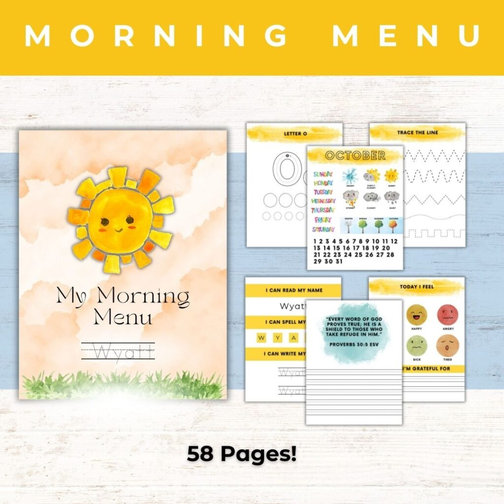 Free Printable Homeschool Morning Menu (Customizable) | Healing Home with Homeschool Morning Menu Free Printable