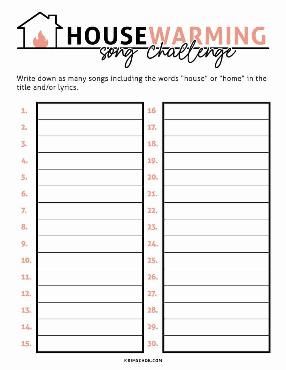 Free Printable Housewarming Games - Kim Schob regarding Housewarming Game Free Printables