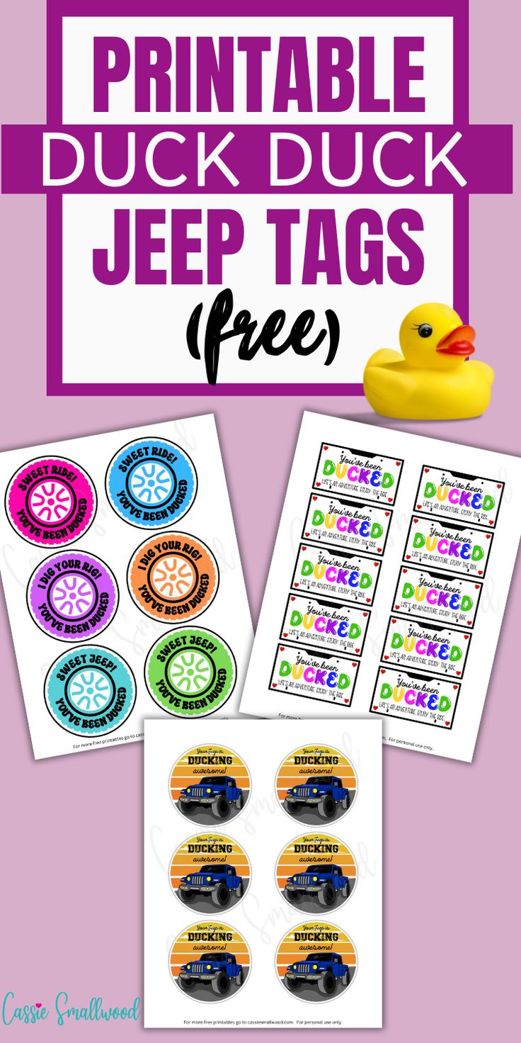 Free Printable Jeep Ducking Tags Diy regarding Printable Editable Free Printable Duck Duck Jeep Tags