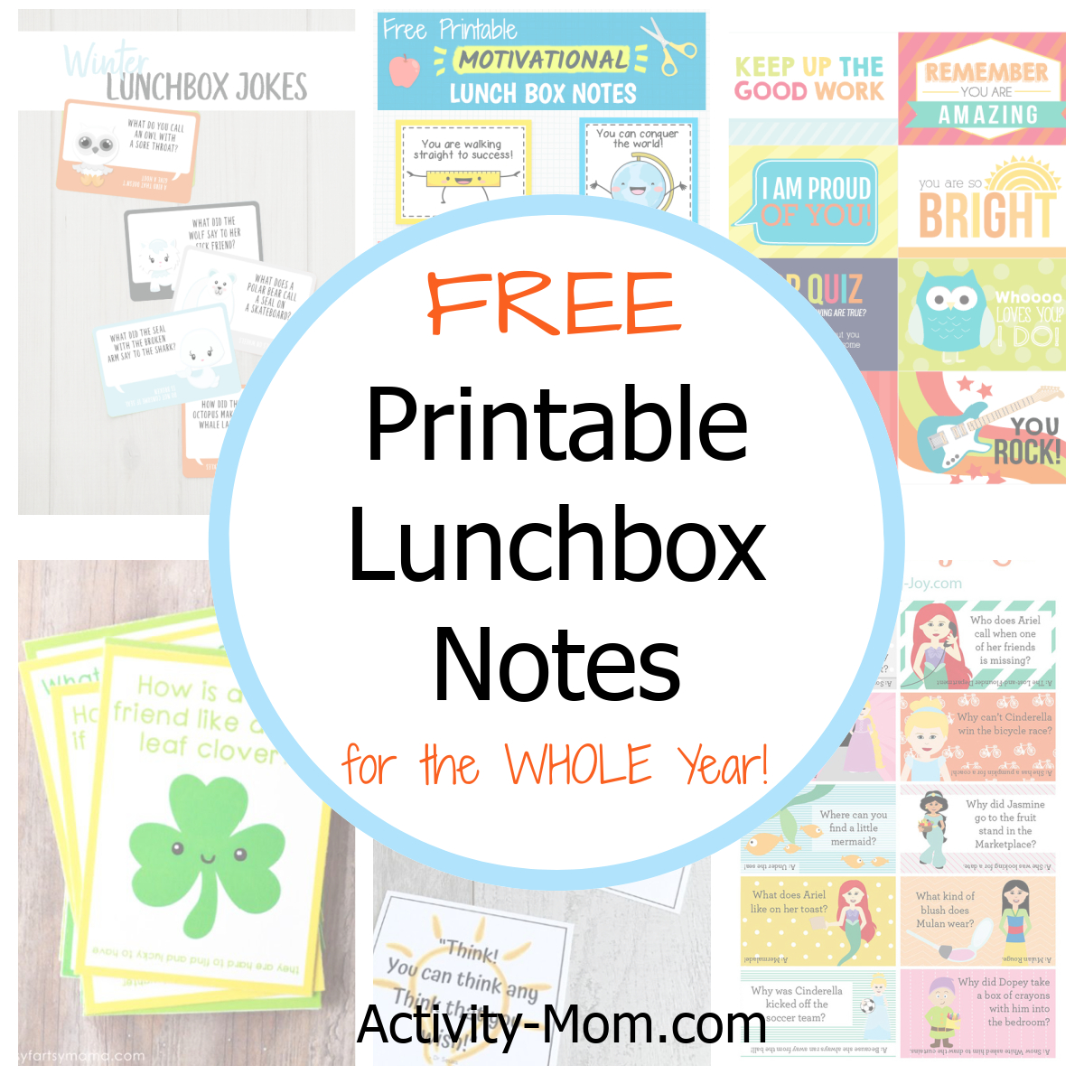 Free Printable Lunch Box Notes For The School Year - The Activity Mom pertaining to Free Printable Lunch Box Notes
