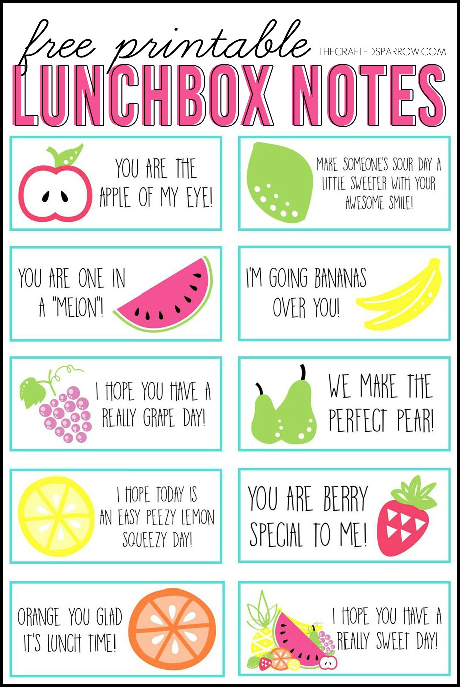 Free Printable Lunchbox Notes inside Free Printable Lunch Notes For Daughter