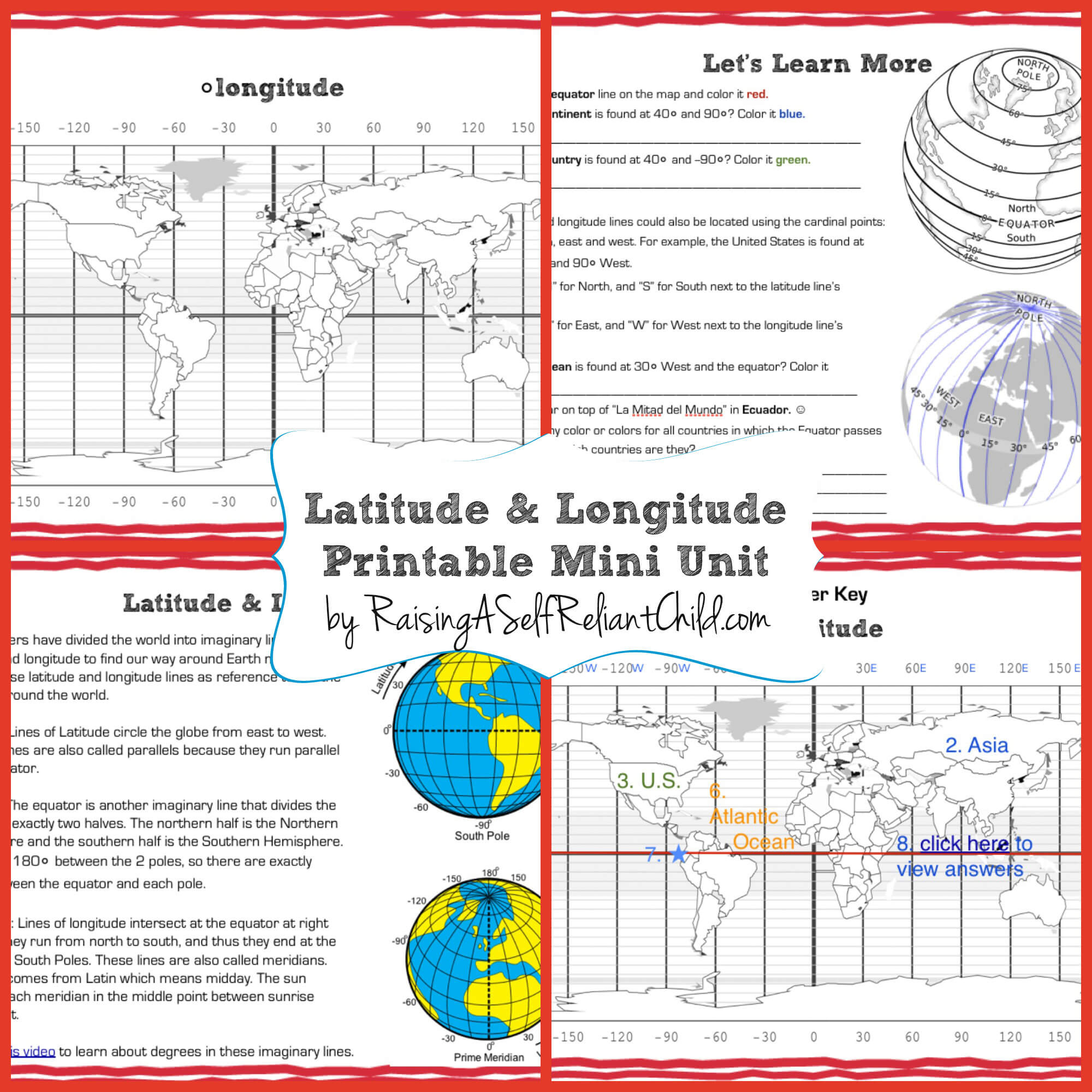 Free Printable Mini Unit Latitude And Longitude For Kids within Free Printable Longitude And Latitude Worksheets