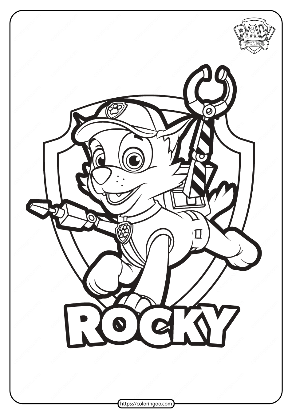 Free Printable Paw Patrol Rocky Coloring Pages in Printable Rocky Paw Patrol