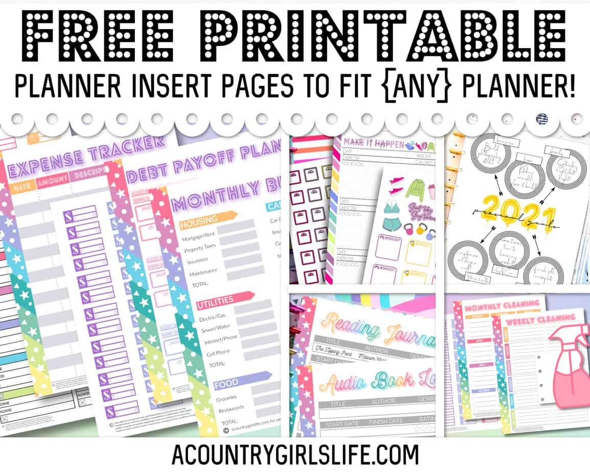 Free Printable Planner Inserts For {Any} Size Planner! - A Country throughout Free Planner Inserts Printables