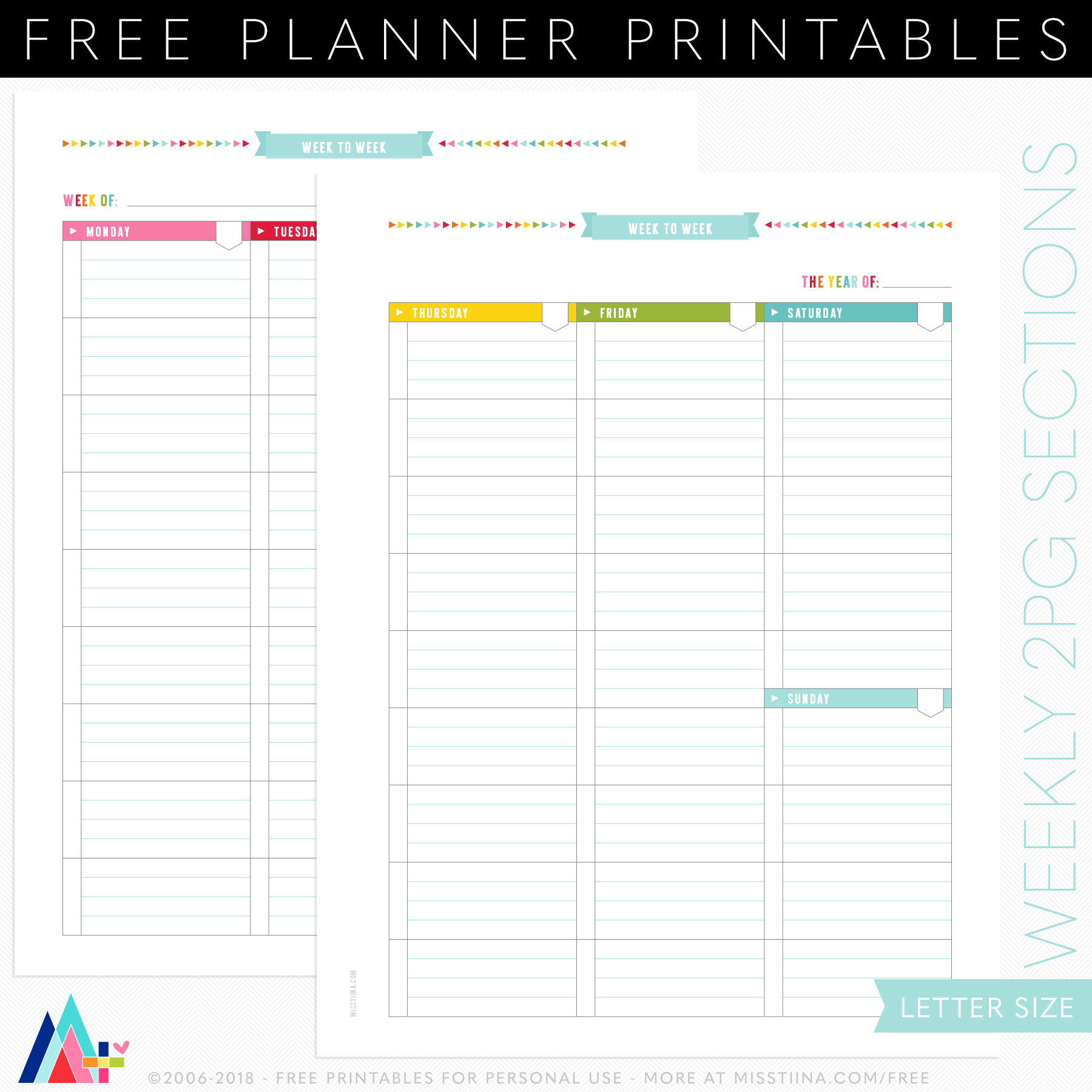 Free Printable Planner Pages • Miss Tiina · Tina Raparanta for Free Planner Refills Printable