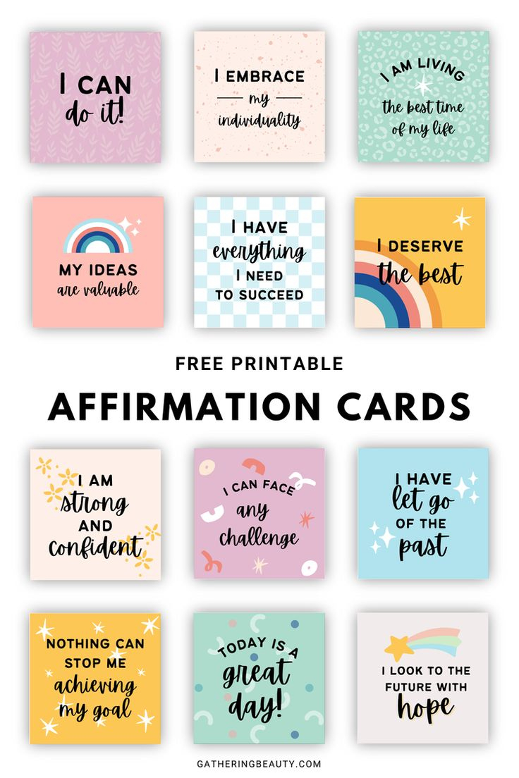 Free Printable Positive Affirmation Cards — Gathering Beauty within Free Printable Affirmation Cards For Students